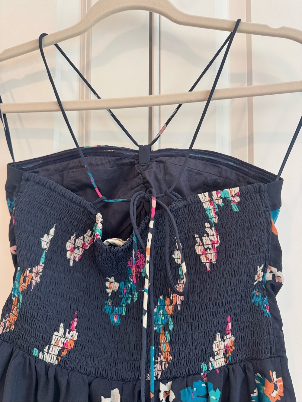 American Eagle Outfitters Navy Floral Summer Romper with Pockets - Picture 5 of 7